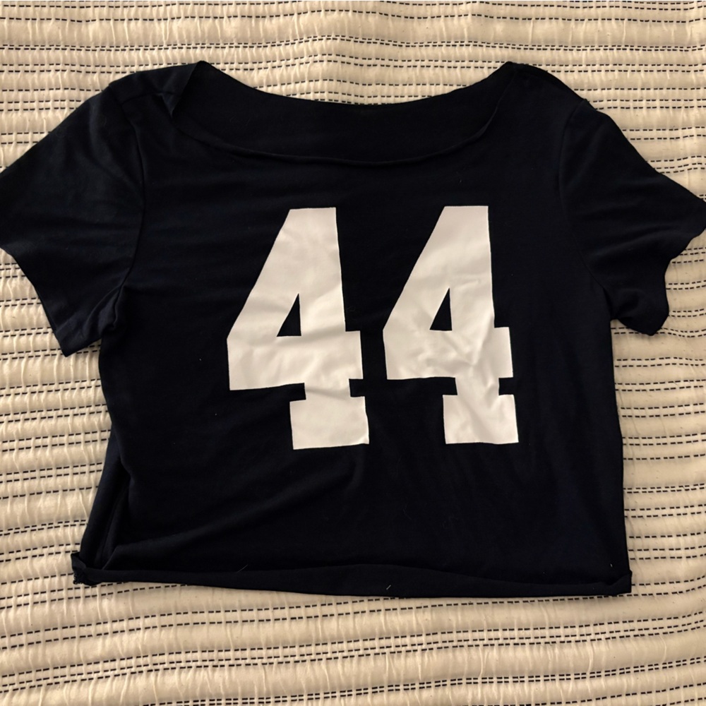 SHEIN Navy and White Crop Top